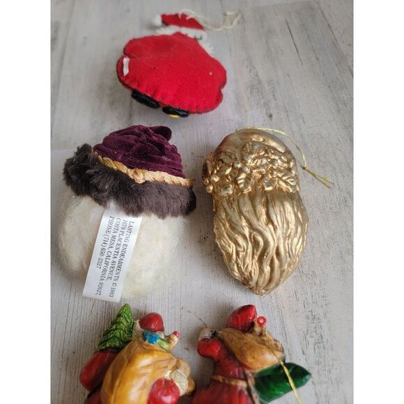 Santa Claus face Golden variety toy bag ornament set Xmas rustic - Picture 11 of 12